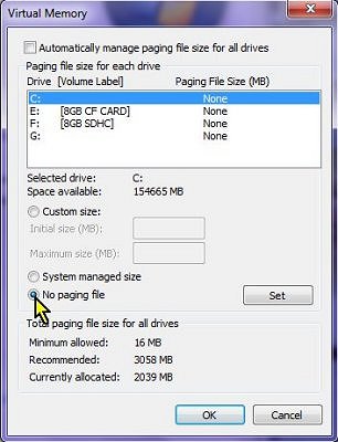 Virtual Memory Settings